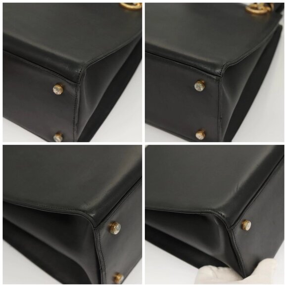 Salvatore Ferragamo Gancini Shoulder Bag Leather Black Gold Auth - Picture 16 of 16